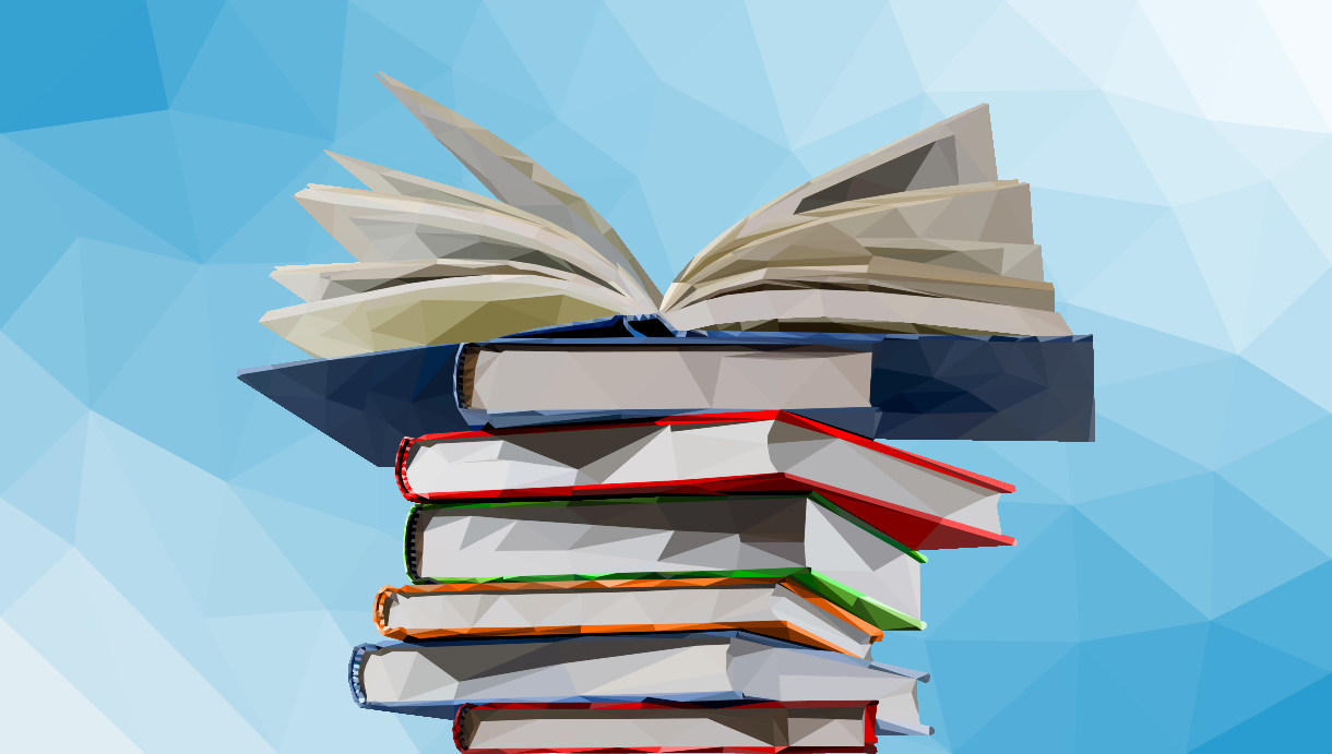 Low poly ambiance image pile of books